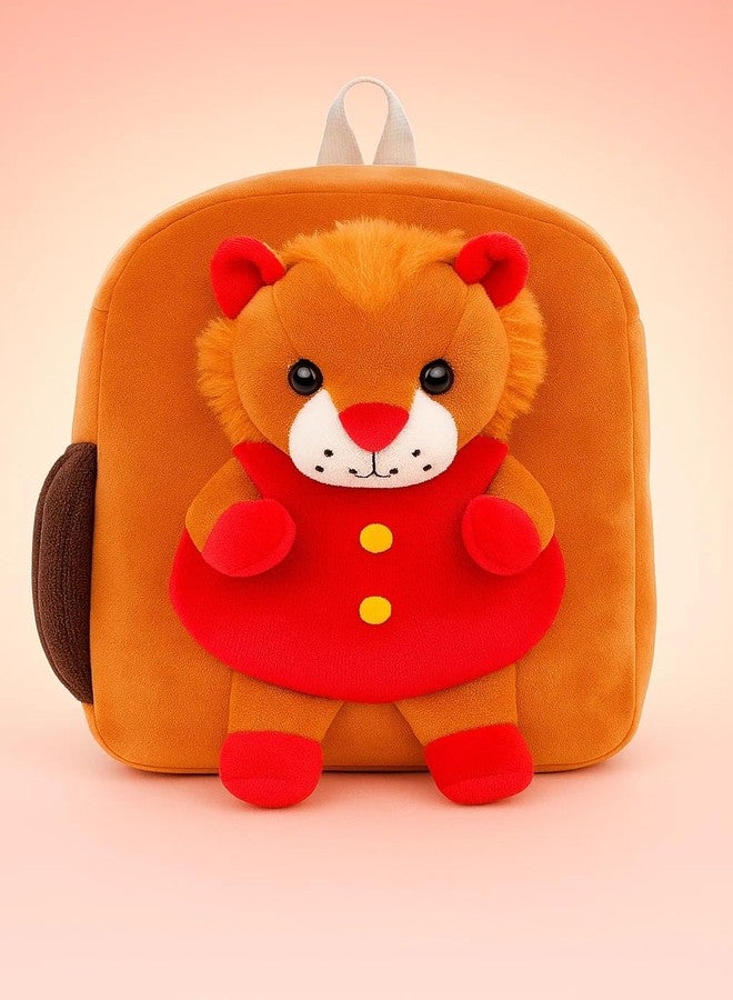 جي تي حقيبة ظهر على شكل أسد كرتوني من جي تي غانغون تويز للأطفال | حقيبة على شكل حيوان قطيفة للأولاد والبنات | حقيبة مدرسية صغيرة خفيفة الوزن للأطفال الصغار | هدية تذكارية لطيفة للأطفال - Image 4